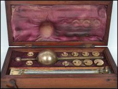 An early 20th century inlaid mahogany cased hydrometer, the ivory cartouche signed Sikes