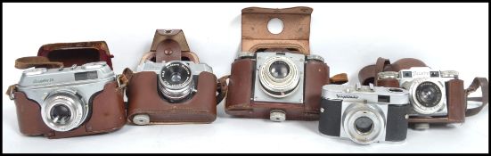 A collection of 5 vintage German Camera's to include Halina SUper, Paxina Super ( Braun )