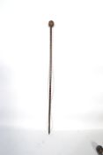 An African Maasai tribal knob kerrie club weapon / walking stick cane having a tapered palm wood