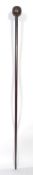 An African Maasai tribal knob kerrie club weapon / walking stick cane having a tapered ebonised