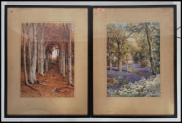 A pair of framed and glazed early 20th century pictures depicting landscape scenes, unsigned.