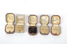 A group of antique jewellery ring boxes, to include Haywards of Bath, Symons and Sons, Marsh of Bath