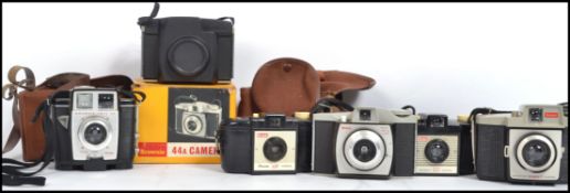 A collection of 6 vintage 20th century Kodak brownie camera's including Brownie twin 20, model