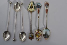 A group of silver spoons to include three unmarked but testing as silver examples with twist and