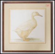 Frans Wesselman. Watercolour painting and pencil drawing of a duck being signed in the corner by the