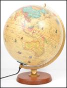 A vintage 20th century retro 1970s Danish Scan Globe of antique style raised on circular mount