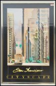 A retro 20th century framed and glazed poster / print picture of San Francisco titled City Scape.
