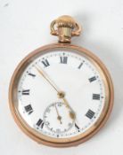 An early 20th century open faced gold plated pocket watch marked for Selezi- Duchene Louis and Cie