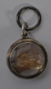 A Victorian stationmasters railway silver hallmarked pocket watch fob having an inset train on