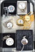 A collection of late 20th century pocket watches and fob chains to include shipping and railway