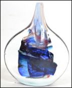 A 20th Century Isle of Wight glass Azurene Lollipop vase designed by Michael Harris, of compressed
