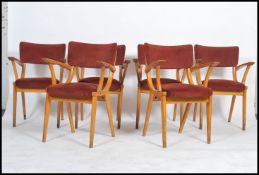A set of 6 1950's / mid century workman's club dining chairs / armchairs in the manner of Benchairs.