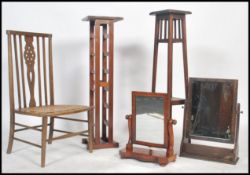 A collection of 19th and 20th century furniture to include two bathroom / toilet swing mirrors,