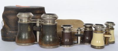 A group of 19th century French Opera glasses to include Le Jockey Club Paris in original case, a