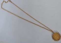 An 1878 Queen Victoria full sovereign mounted with