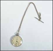 A mid century USSR made open faced Sekonda pocket watch with chain. 16 Jewel movement with