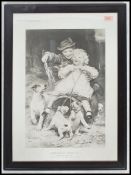 A large 20th century vintage framed and glazed print entitled ' Breaking Them In ' published by