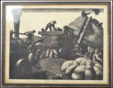 Fine wood engraving by Clare Leighton (1899-1989), from her renowned “ March Thrashing ” published