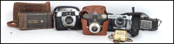 A collection of 5 vintage cameras to include AGFA Clack, AGFA Isoly AGFA Karat and an AGFA folding