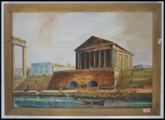 An oil on board framed painting by Robert A.R. Dalton titled ' Allegorm Of Rome ' depicting Rome