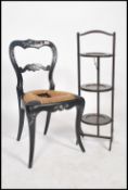 A Victorian mother of pearl inlaid ebonised bedroom chair in the manner of Jennens & Bettridge
