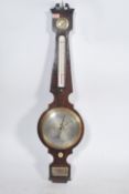 A good Georgian 19th century rosewood banjo mercury wall barometer having silvered dial and