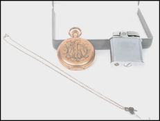 A small group of items to include a gold plated full hunter pocket watch together with a Ronson
