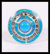 An impressive silver and blue opal art deco style