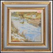 ' Ice Flows on the Stroudwater ' Framed oil on gou