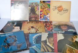 A collection of Long Play LP vinyl records by seve