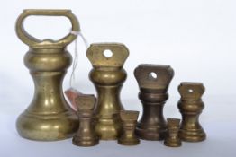 A graduating set of seven 19th century brass bell