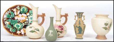 A pair of 20th century Ivory blush ewers and matching squat case by Royal Wettina / Robert Hanke