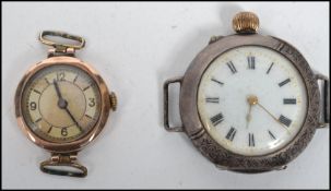 A vintage 20th century hallmarked 9ct gold cocktail watch having faceted hands with a silvered