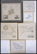 A collection of vintage 20th century framed and glazed map prints to include Middlesex, Isle of