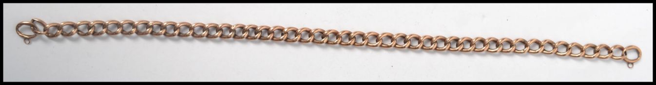 A vintage 9ct gold curb link bracelet chain lacking clasp. Each link stamped 9ct weigh 4.2 grams.