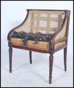 A 19th century mahogany and handpainted   armchair in the manner of Edwards & Roberts. Raised on