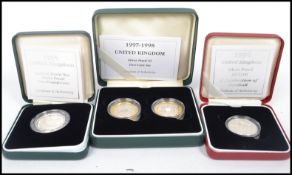 A group of Royal Mint silver proof coins to include 1996 Celebration of Football £2 coin, 1995