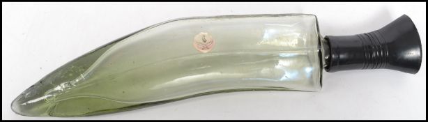 A vintage 20th century studio art glass decanter in the form of a large Kukri knife  with applied