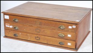 An early mid century - ex Bristol University 3 drawers large oak plan chest of drawers /