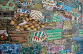 A stunning vintage 20th century patchwork Bedspread, Indian Blanket, Kantha Throw  of Indian origin.