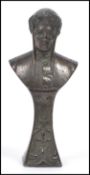 A 19th century bronze wax seal in the form of a gentleman, the detailed head and torso leading to