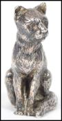 A vintage 20th century silver plated miniature figurine of a wild cat bearing makers marks to base R