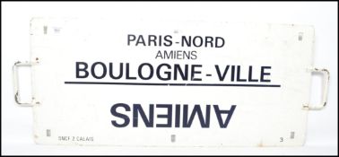 A vintage 20th century French Railway double sided sign having a white ground with black lettering