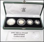 A Royal Mint United Kingdom 1998 silver proof Britannia Collection comprising: 20p; 50p; £1 and £2