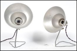 A pair of vintage retro 20th century Photax photographic lamps being converted to desk lamps