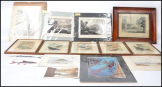 A group of vintage 20th century prints and pictures to include a group of framed and glazed