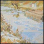 ' Ice Flows on the Stroudwater ' Framed oil on gou