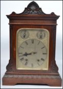 A good early 20th century large English architectural bracket clock with silvered dial marked for