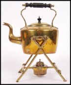 A 19th century William Soutter & Sons brass spirit  having stand and burner. The kettle with