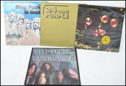 A collection of four long play Lp vinyl records by Deep Purple to include Machine Head, In Rock,
